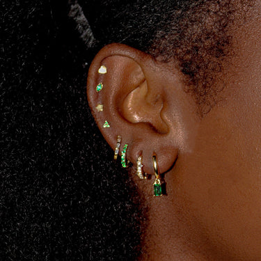Everyday Ear Party Green/Gold - Smoothie London - Sterling Silver