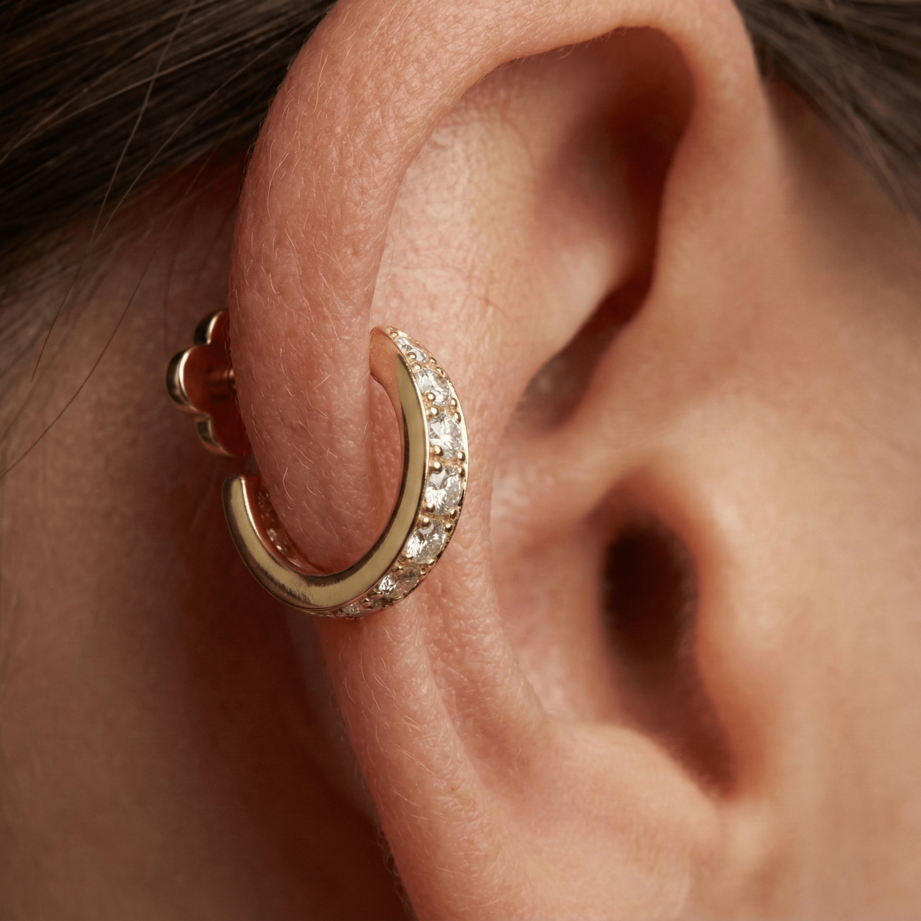 Faux Hoop Crystal Flatback Gold - Smoothie London - Gold - plated Titanium