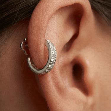 Faux Hoop Crystal Flatback Silver - Smoothie London - Titanium