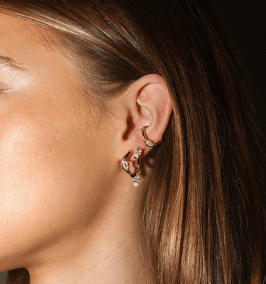 Frosted Marquise huggies Gold - Smoothie London - 18k Gold - plated Sterling Silver