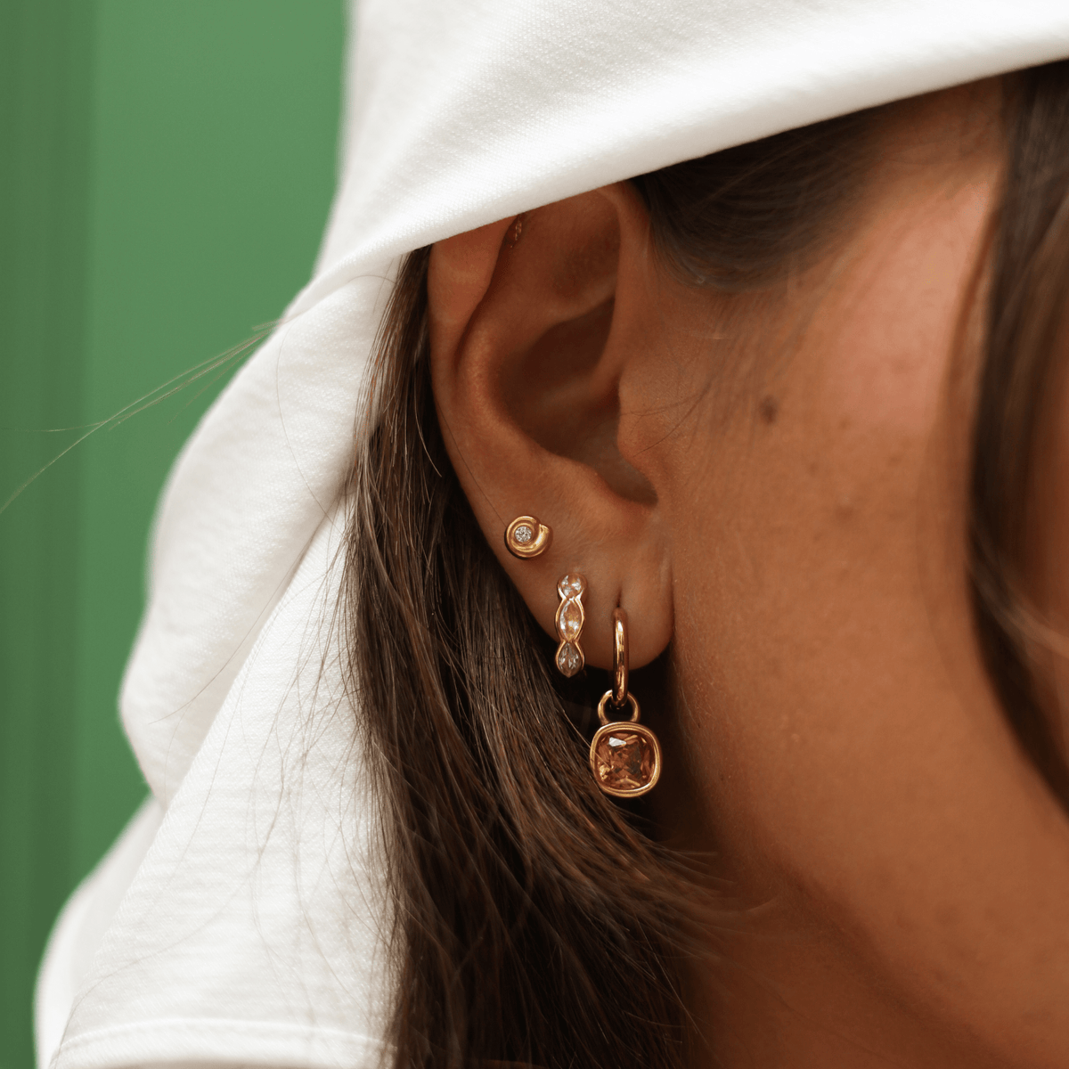 Geo Hoops Champagne Gold - Smoothie London - PureTone™ Waterproof Gold