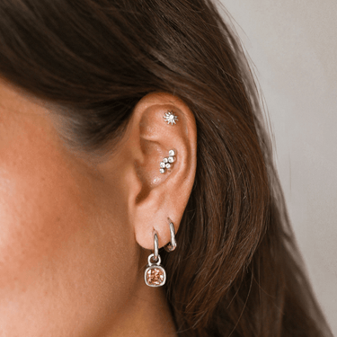 Geo Hoops Champagne Silver - Smoothie London - PureTone™ Waterproof Silver