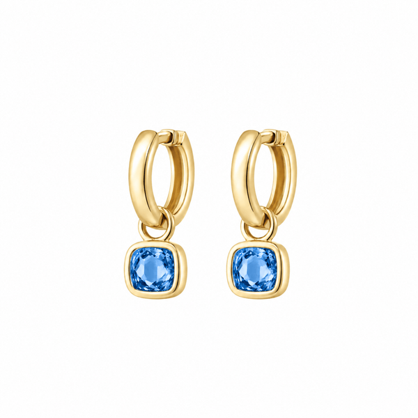 Geo Hoops Sapphire Gold