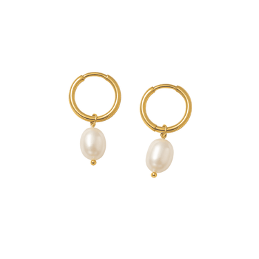 Gilded Pearl Hoops - Smoothie London - Stainless Steel