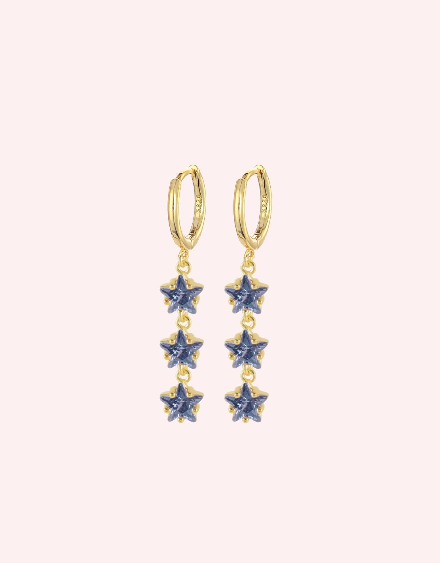 Jelly star huggies gold/blue - Smoothie London - Sterling Silver