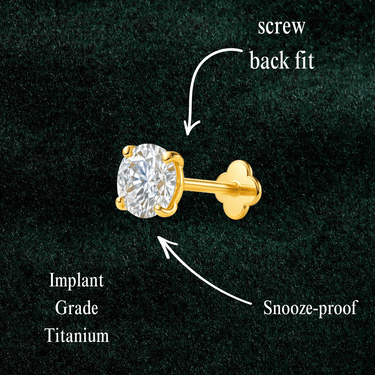 Large Zircon Flatback Pair Gold - Smoothie London - Gold - plated Titanium