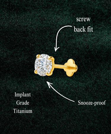 Large Zircon Flatback Pair Gold - Smoothie London - Gold - plated Titanium