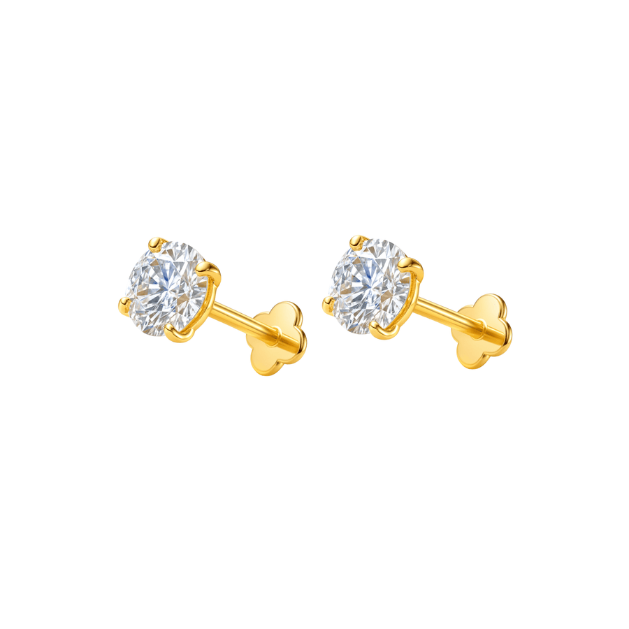 Large Zircon Flatback Pair Gold