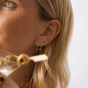 LIMITED EDITION Adelaine huggies Gold/Olive - Smoothie London - 18k Gold - plated Sterling Silver