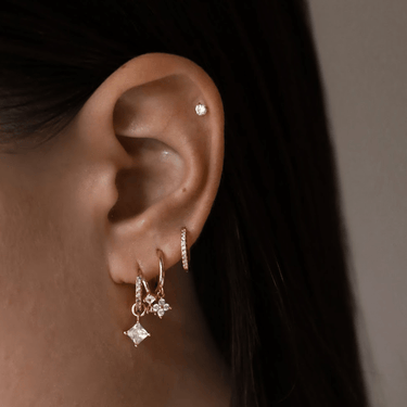 Lucky Charm White/Gold Pair - Smoothie London - 18k Gold - plated Sterling Silver