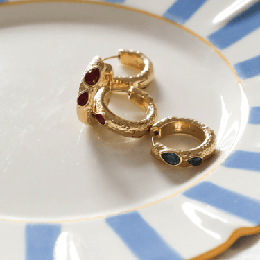 Marlowe Hoops Ruby/Gold - Smoothie London - PureTone™ Waterproof Gold