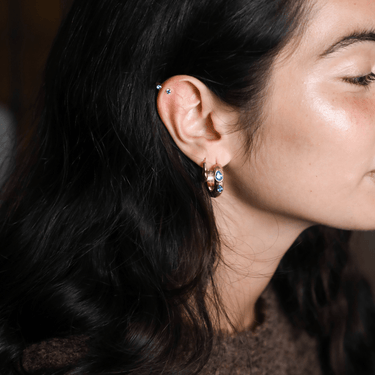 Marlowe Hoops Sapphire/Gold - Smoothie London - PureTone™ Waterproof Gold