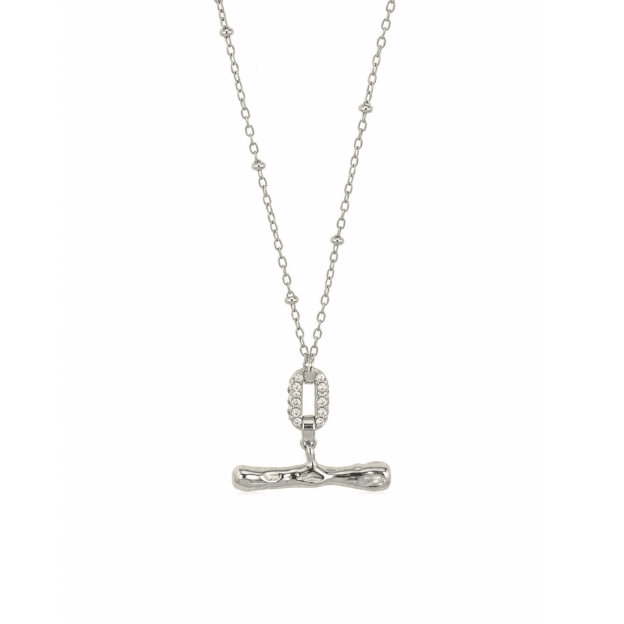 Molten T-bar Pendant Chain Silver