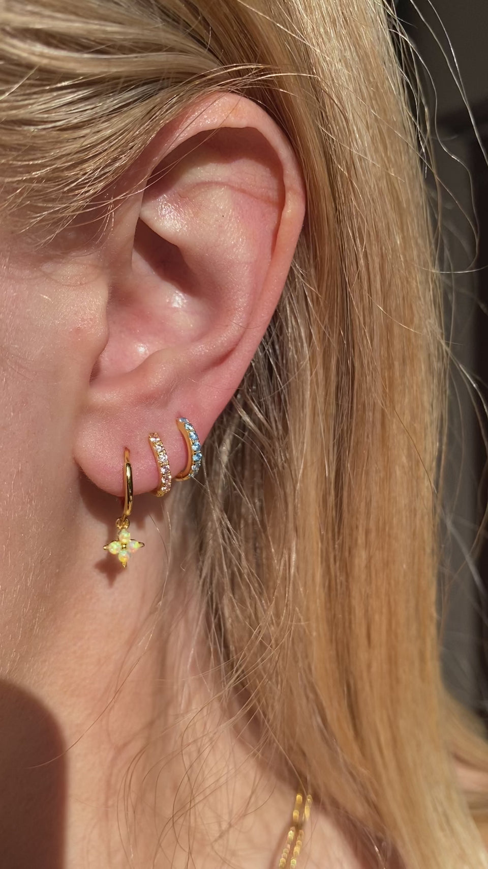 opal earrings, opal ear party set, october birthstone earrings
