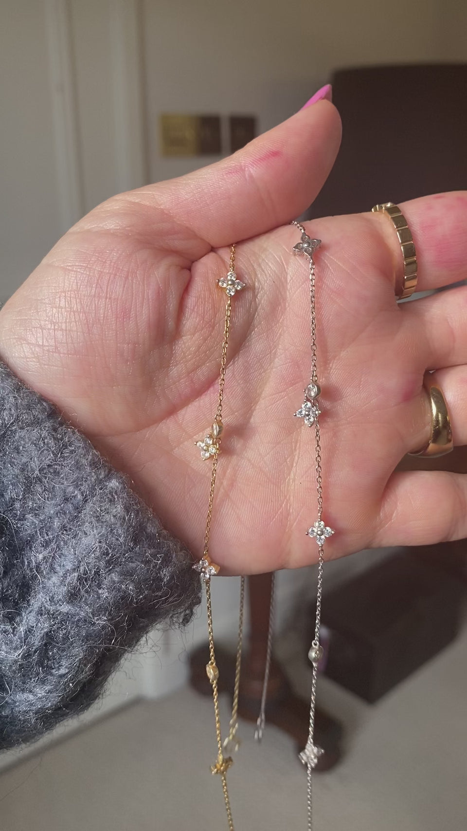 Dainty Crystal Four-Leaf Clover Necklace