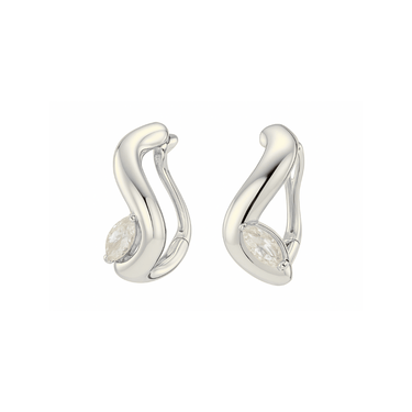 Ripple Marquise Hoops Silver - Smoothie London - Sterling Silver
