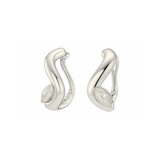 Ripple Marquise Hoops Silver - Smoothie London - Sterling Silver