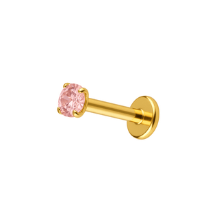 Solitaire flatback pink/gold - Smoothie London - Gold - plated Titanium