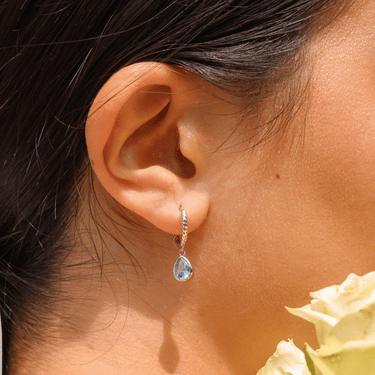 Willow Twisted Huggies Aquamarine/Silver - Smoothie London - Sterling Silver