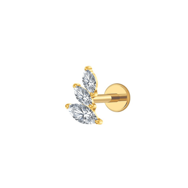 Winged Crystal Flatback Stud Gold - Smoothie London - Titanium