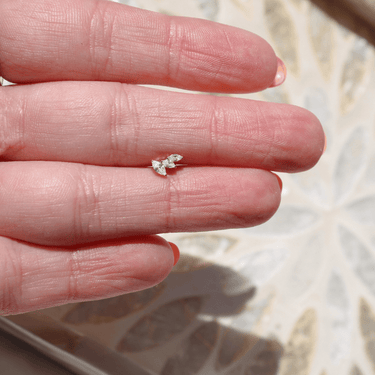 Winged Crystal Flatback Stud Gold - Smoothie London - Titanium
