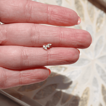 Winged Crystal Flatback Stud Silver - Smoothie London - Titanium