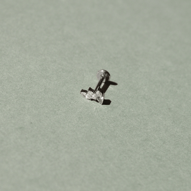 Winged Crystal Flatback Stud Silver - Smoothie London - Titanium