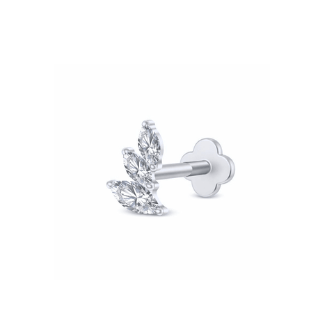 Winged Crystal Flatback Stud Silver