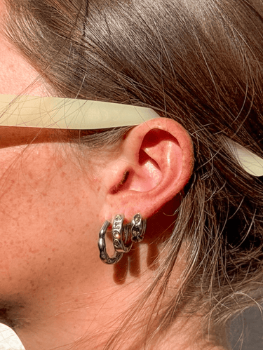 Zellige Hoops Olive Silver - Smoothie London - PureTone™ Waterproof Silver