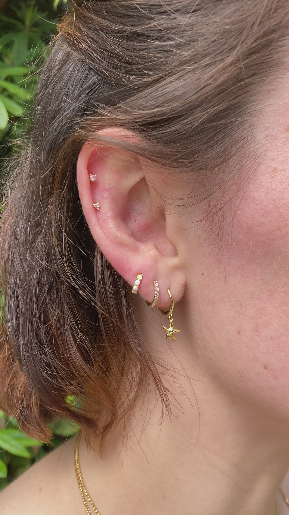 pink ear party, pink huggie hoops, baby pink earrings, pink gold earrings