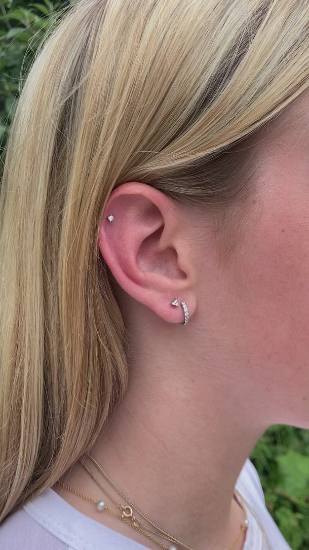 silver ear party, silver ear stacking set, sterling silver earring set, diamante silver huggie hoops