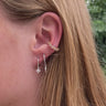 silver crystal earrings, silver huggie hoops, sterling silver hoops