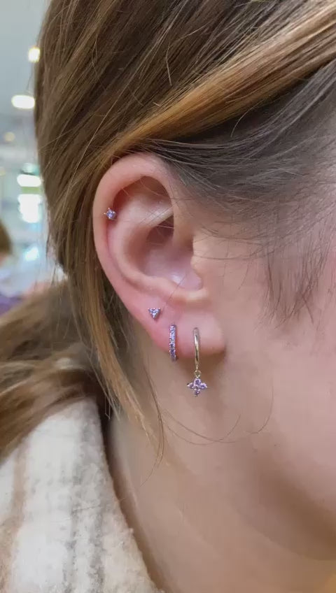 crystal ear stacking set, ear party set, ear stack, layering earrings, lilac earrings, amethyst earrings