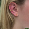 orrange gold earrings, orange ear stacking set, orange crystal huggie hoops