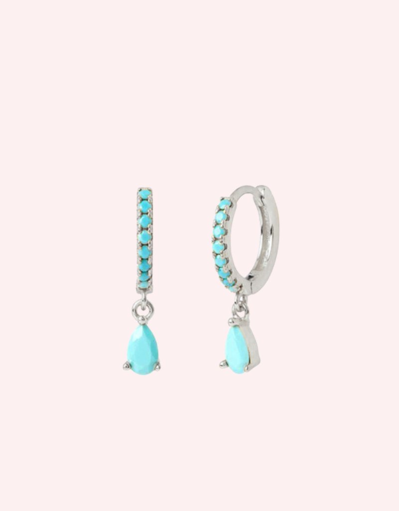 Amalfi Drop Huggies Aqua/Silver - Smoothie London - Sterling Silver