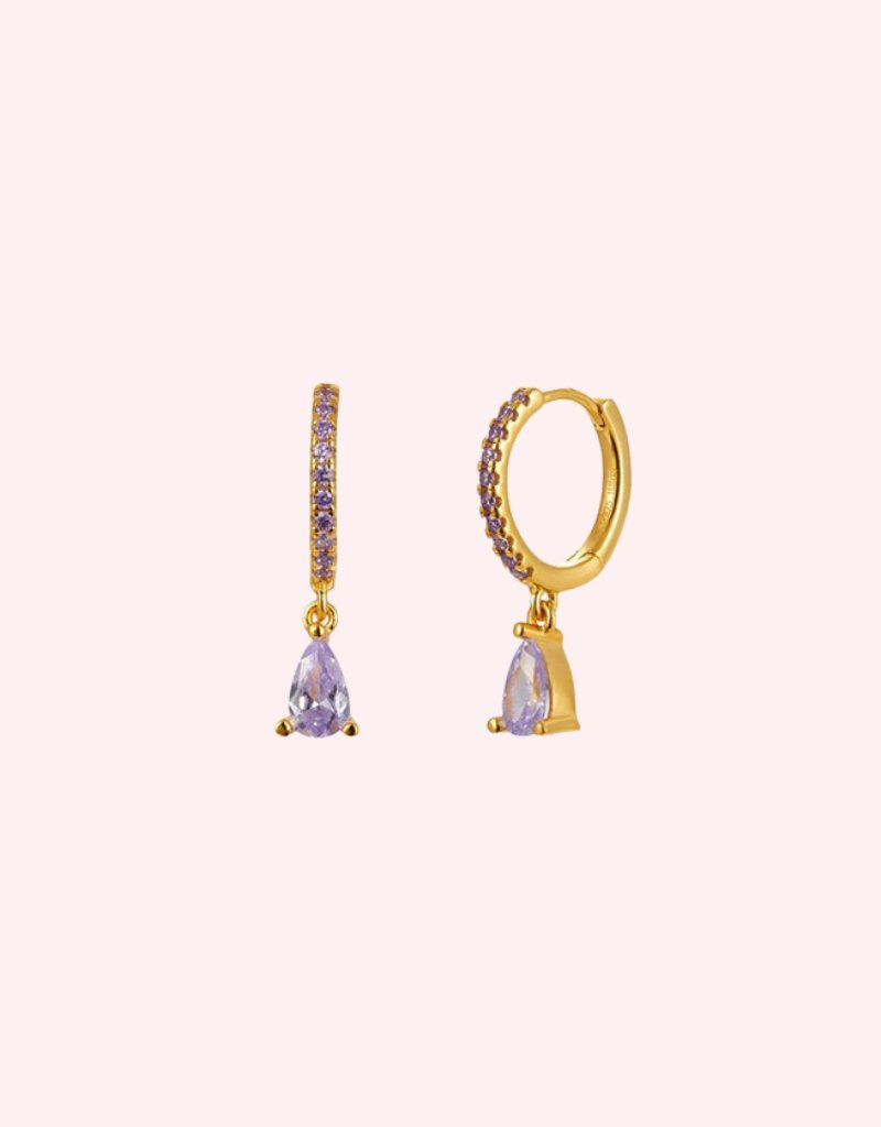 Amalfi Drop Huggies Lilac/Gold - Smoothie London - Sterling Silver