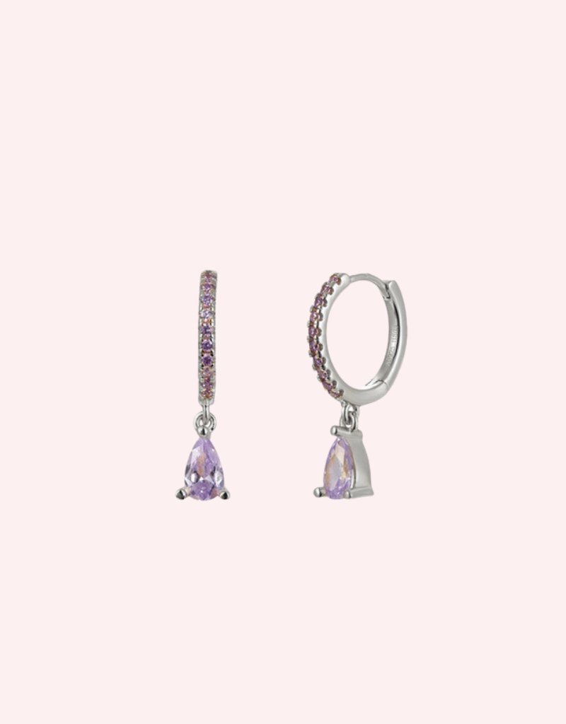 Amalfi Drop Huggies Lilac/Silver - Smoothie London - Sterling Silver