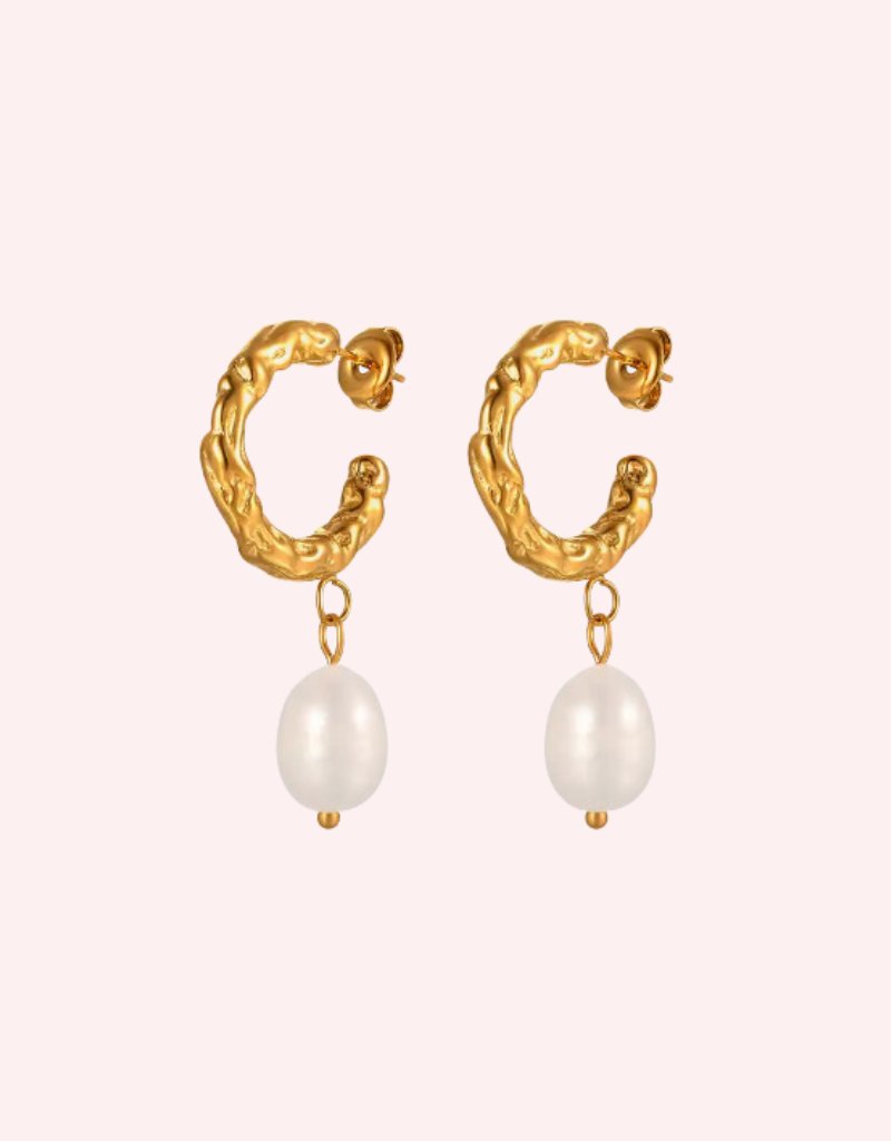 Athena pearl hoops - Smoothie London - Stainless Steel