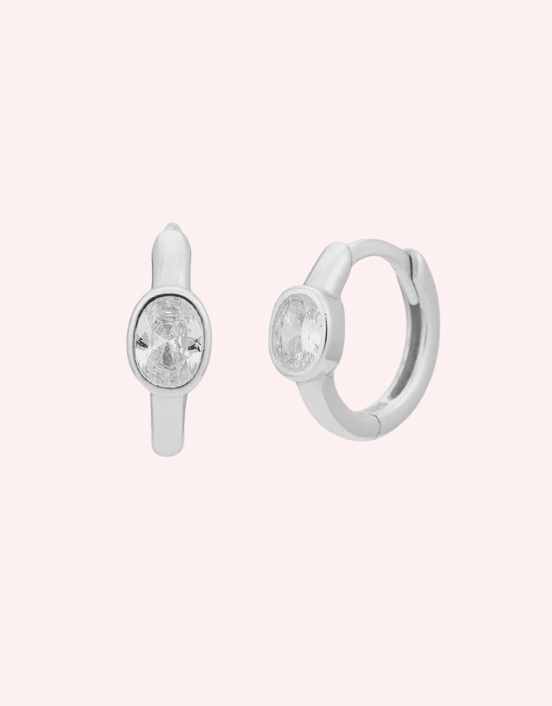 Bezel huggies silver - Smoothie London - Sterling Silver