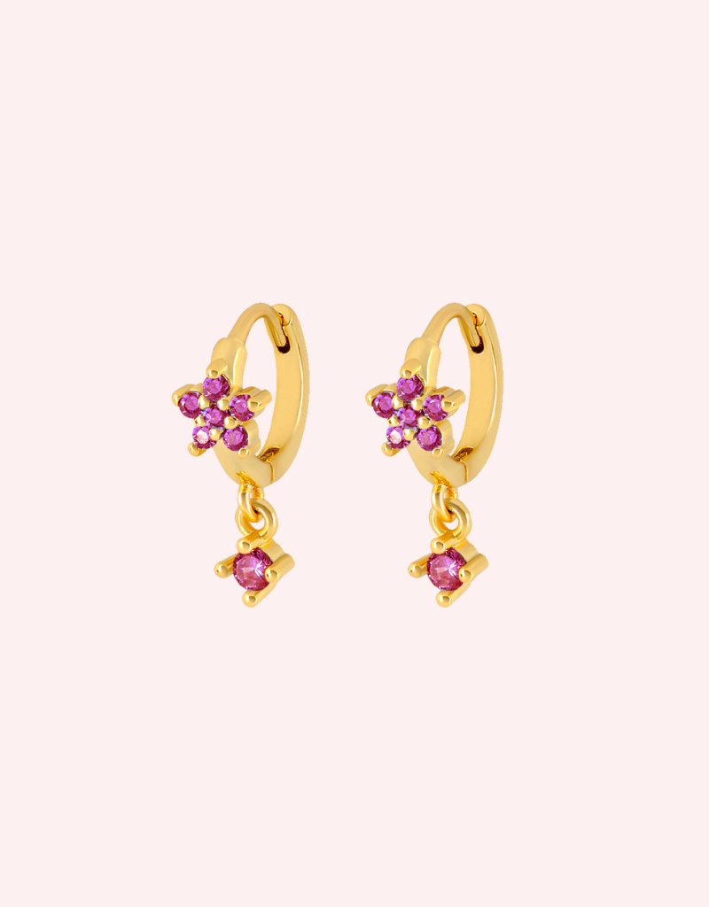 Bloom Huggies Raspberry/Gold - Smoothie London - Sterling Silver
