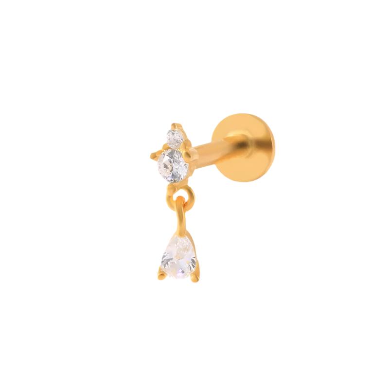 Dangle flatback stud gold - Smoothie London - Sterling Silver