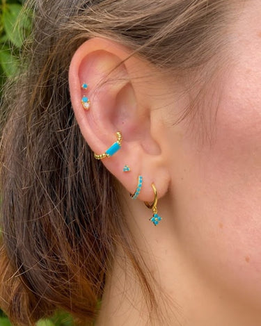 Everyday Ear Party Aqua/Gold - Smoothie London - Sterling Silver