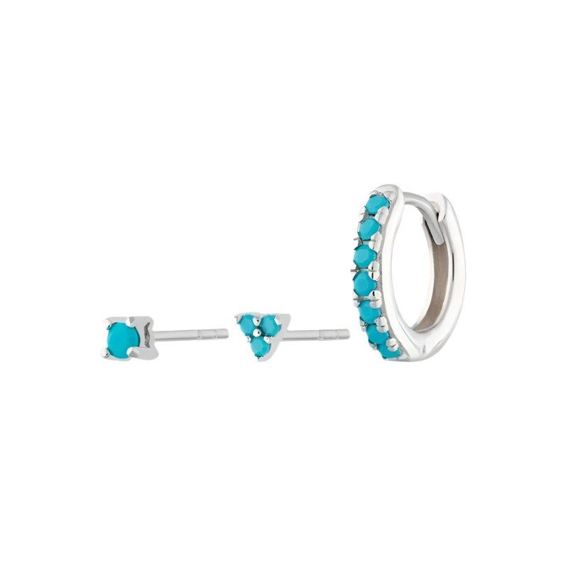 Everyday Ear Party Aqua/Silver - Smoothie London - Sterling Silver