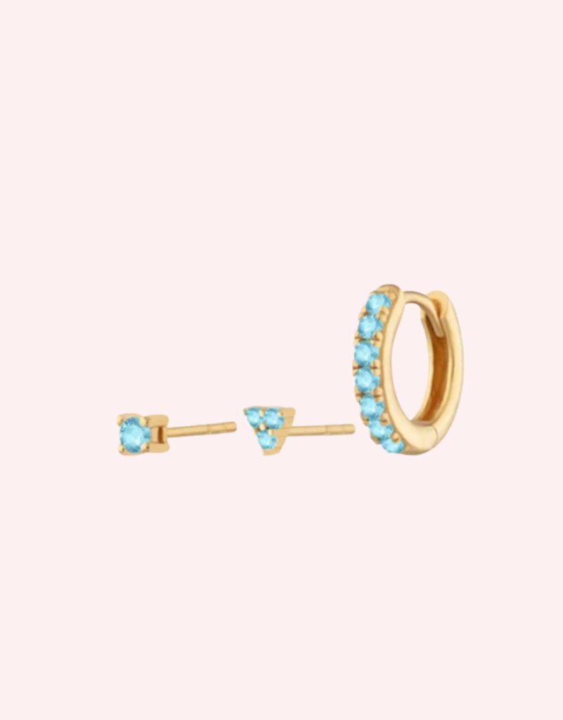 Everyday Ear Party Baby Blue/Gold - Smoothie London - Sterling Silver