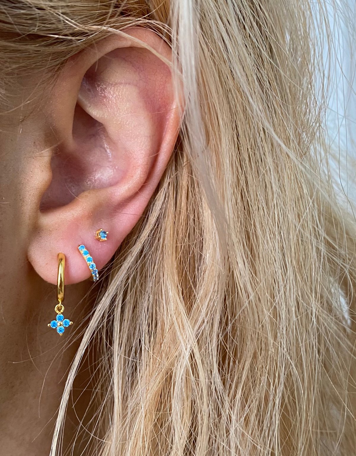 Everyday Ear Party Baby Blue/Gold - Smoothie London - Sterling Silver