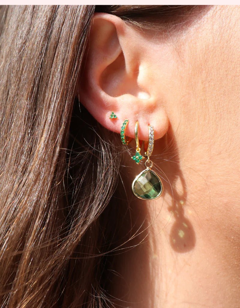 Everyday Ear Party Green/Gold - Smoothie London - Sterling Silver