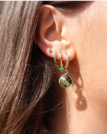 Everyday Ear Party Green/Gold - Smoothie London - Sterling Silver