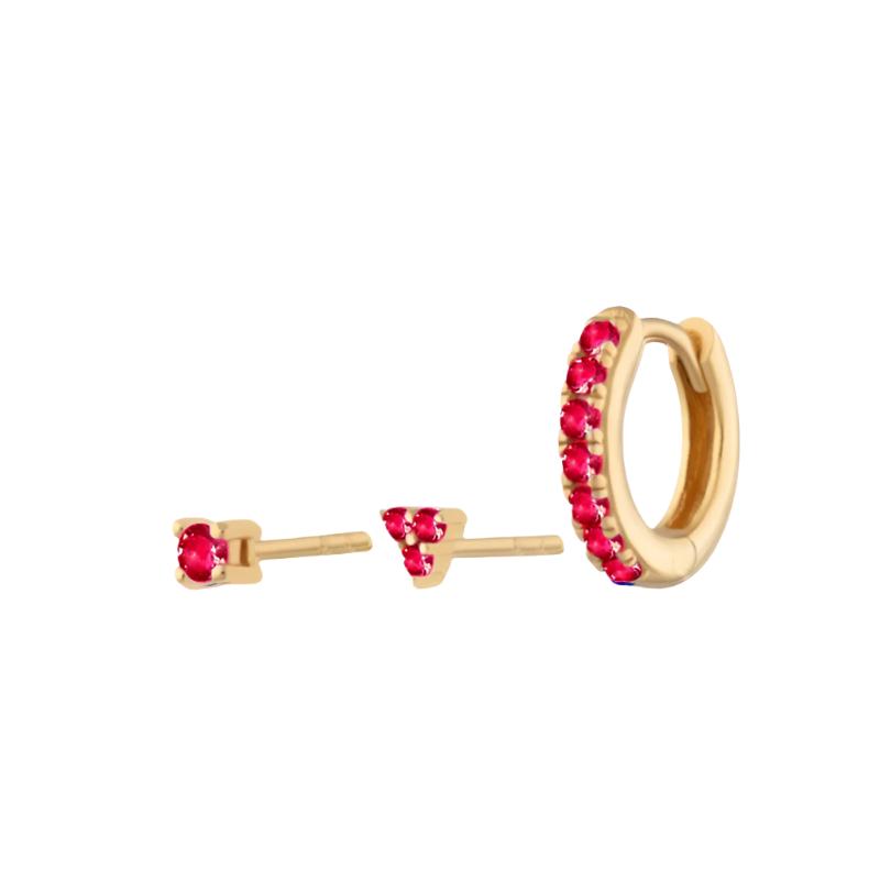 Everyday Ear Party Ruby/Gold - Smoothie London - Sterling Silver