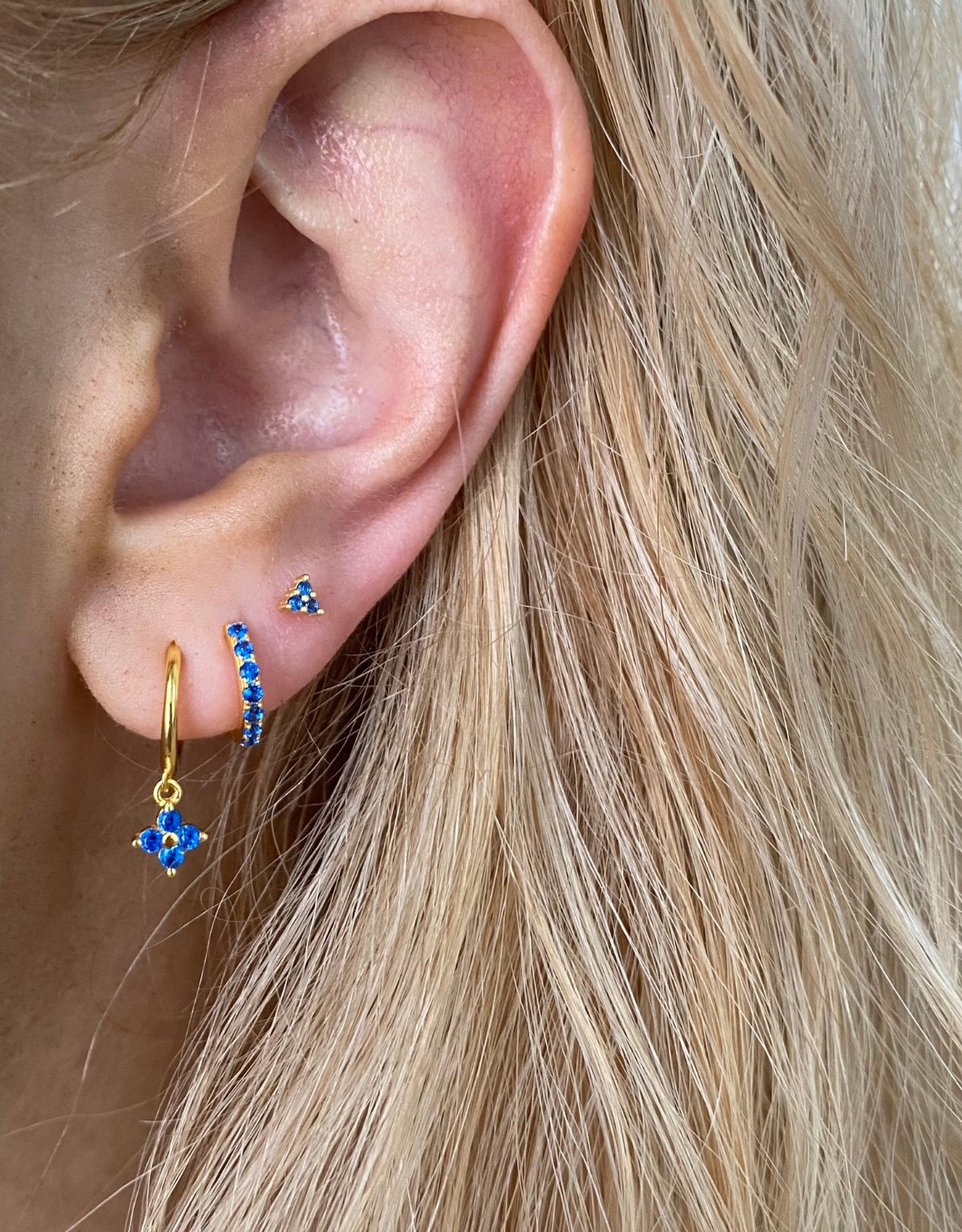 Everyday Ear Party Sapphire/Gold - Smoothie London - Sterling Silver