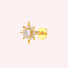 Frosted Star Flatback stud gold - Smoothie London - Sterling Silver
